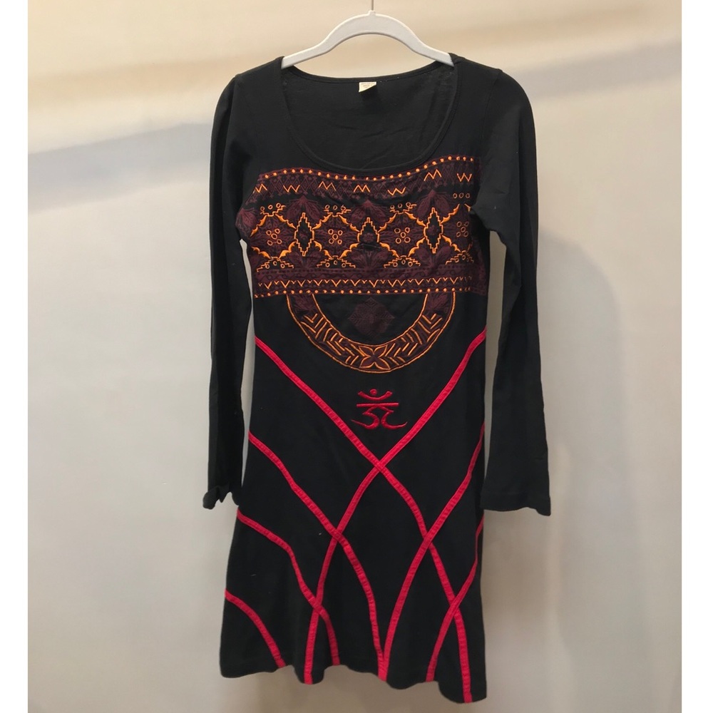 Black embroidered dress! Made in Nepal.